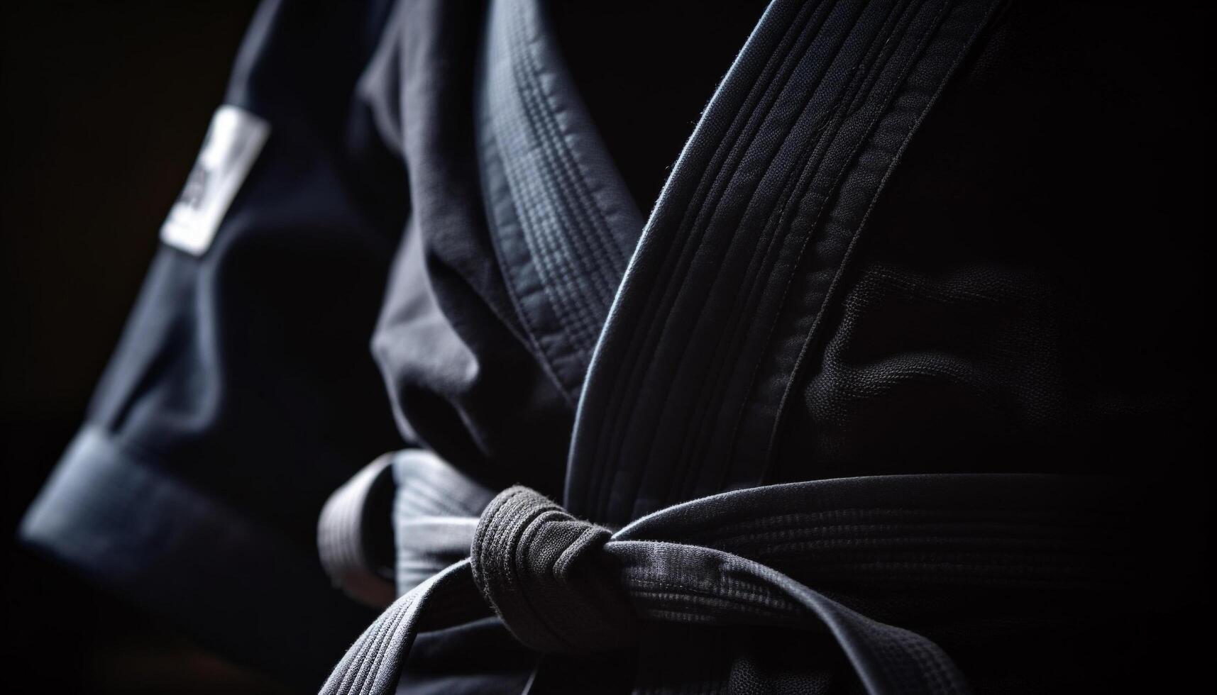 negro cinturón atleta practicando taekwondo en dojo generativo ai foto