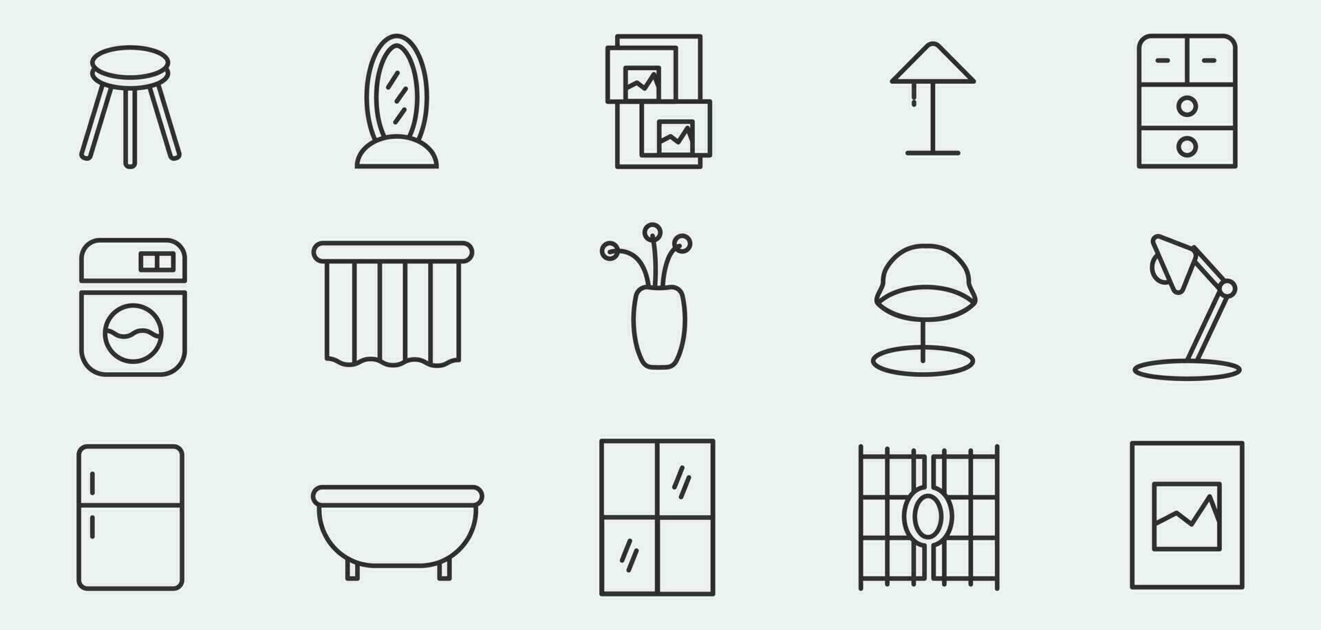 furniture set icon logo line art design vector