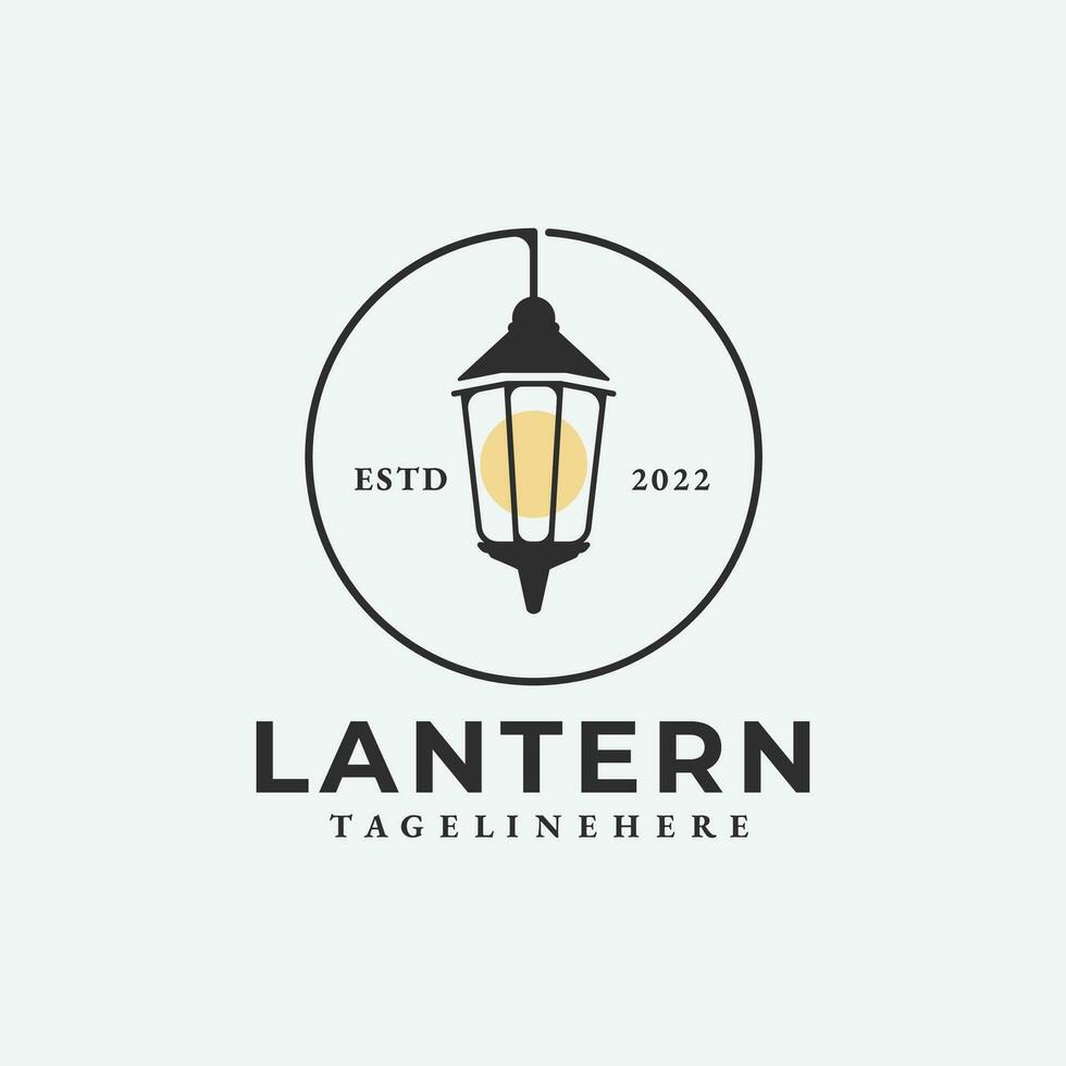 lantern vintage logo icon design, street lamp logo illustration design vector