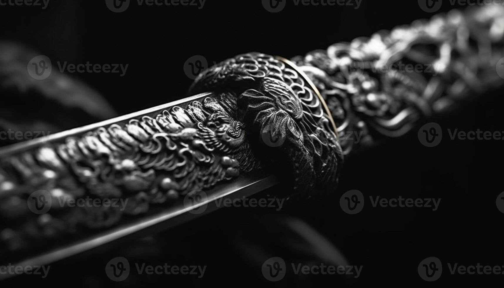 Ancient sword, black and white elegance shines photo