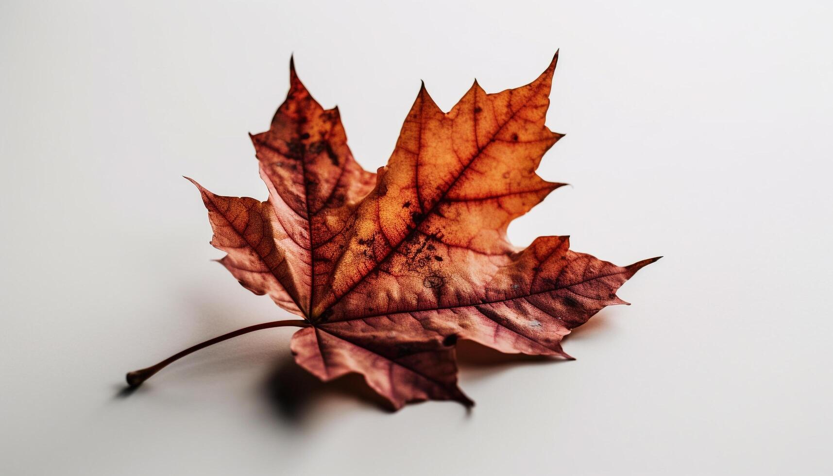 Vibrant autumn maple leaf, on white photo