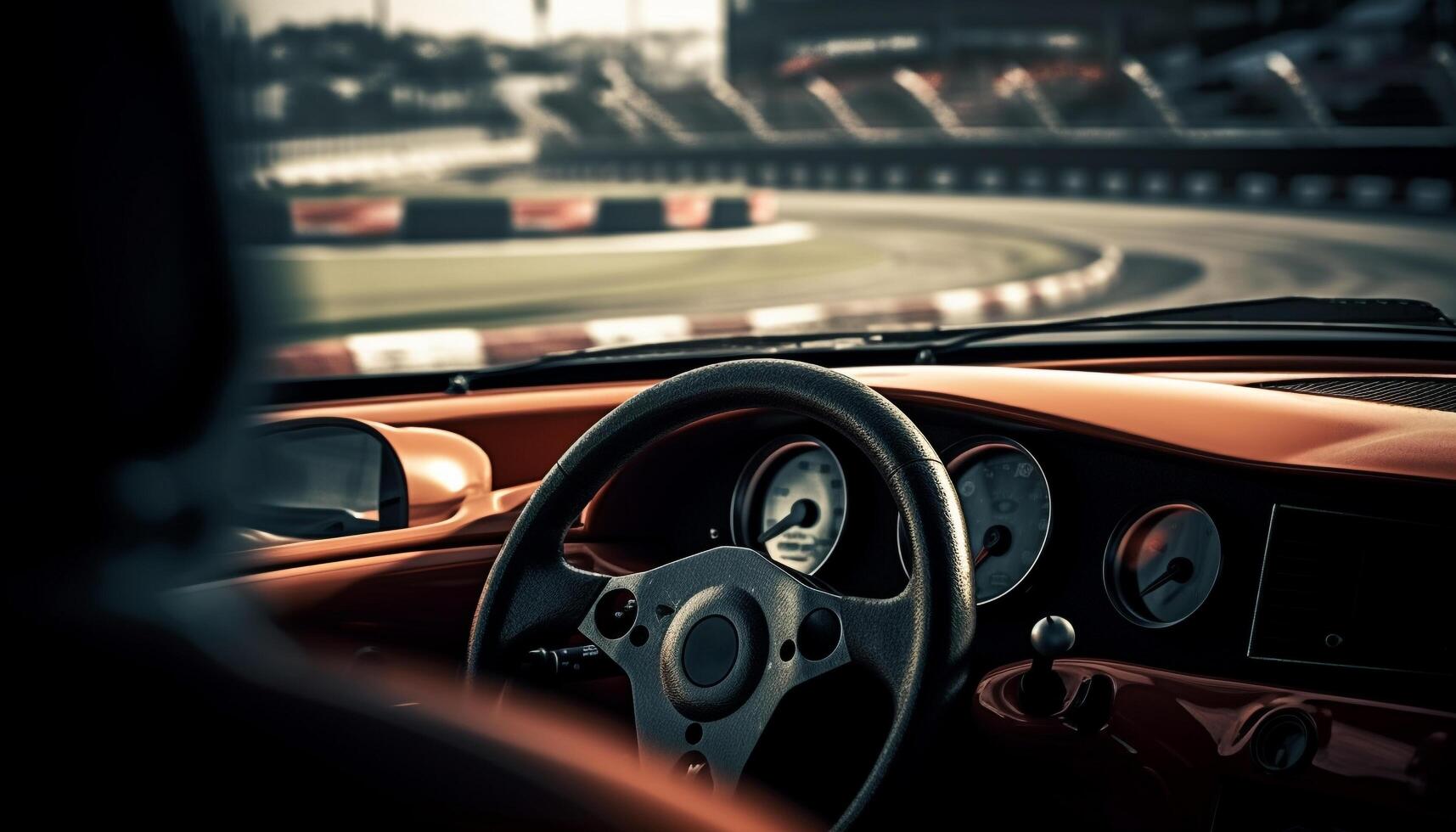 Shiny sports car driving on multiple lane highway photo