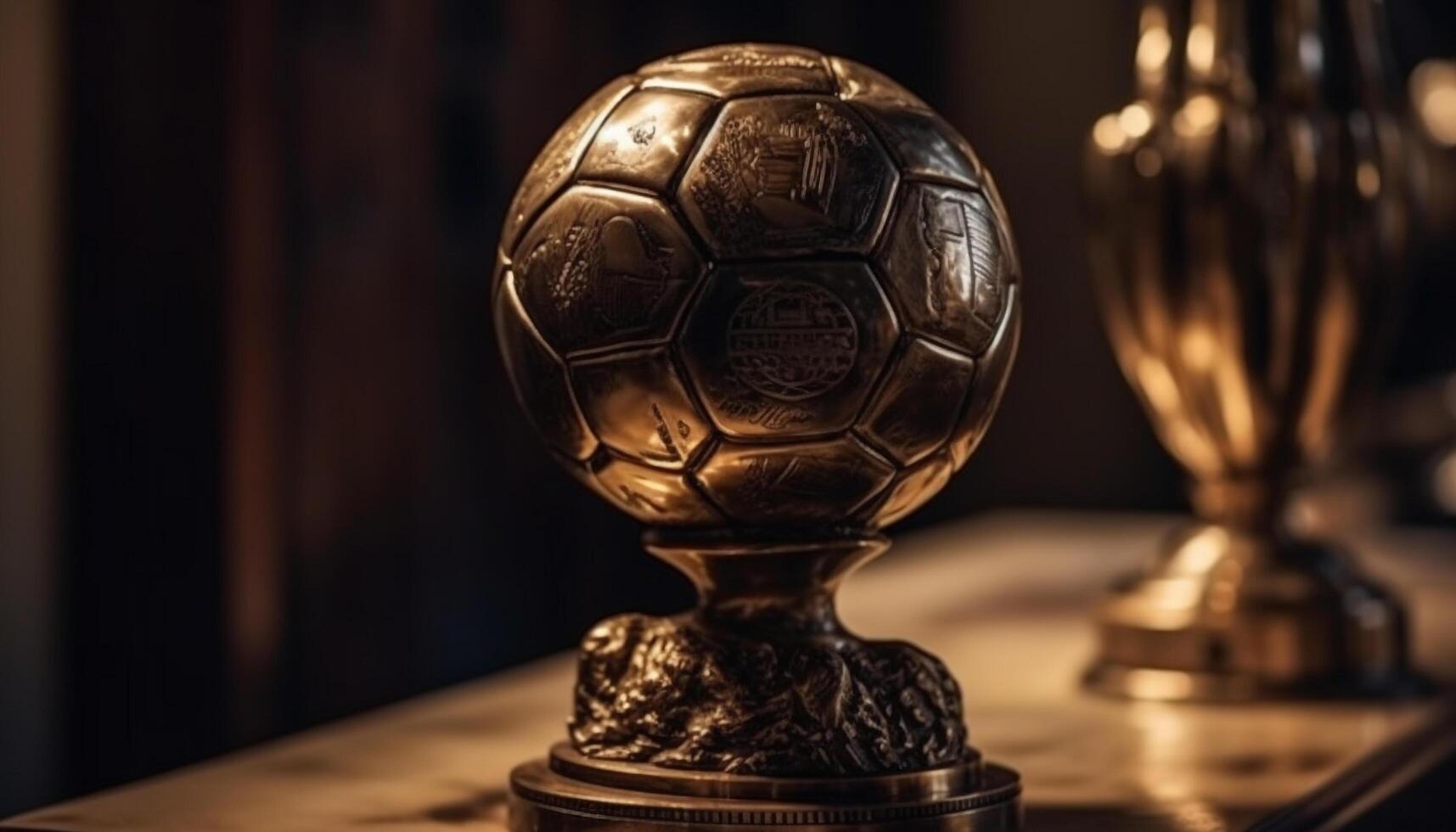 Antique soccer ball symbolizes success in competition photo