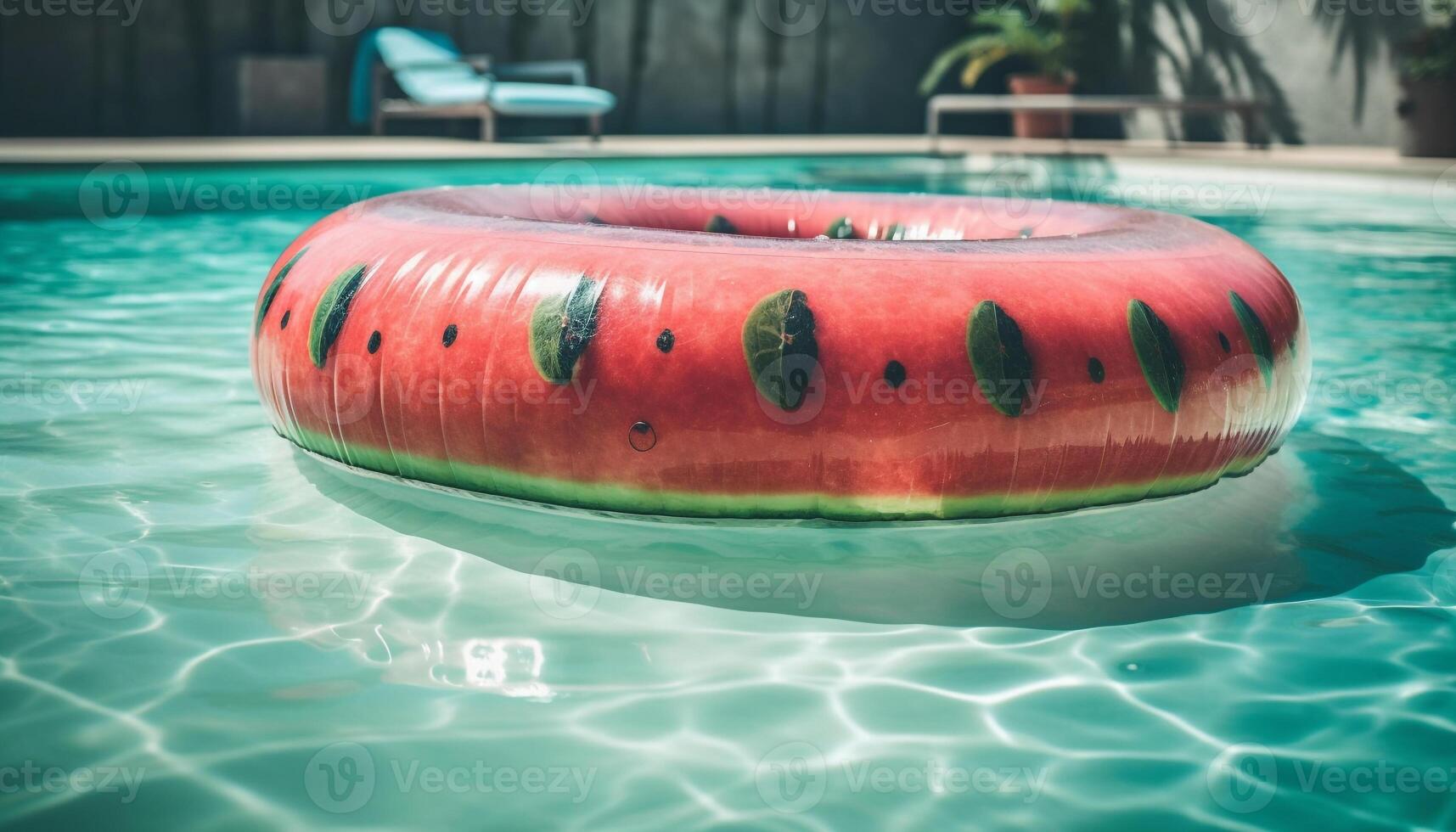 inflable boya flotante en azul nadando piscina agua generativo ai foto