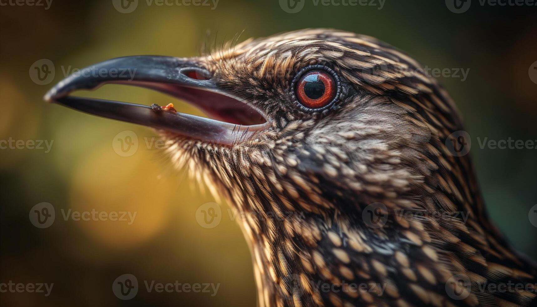 Young hawk perched on branch, feathers spotted generated by AI photo