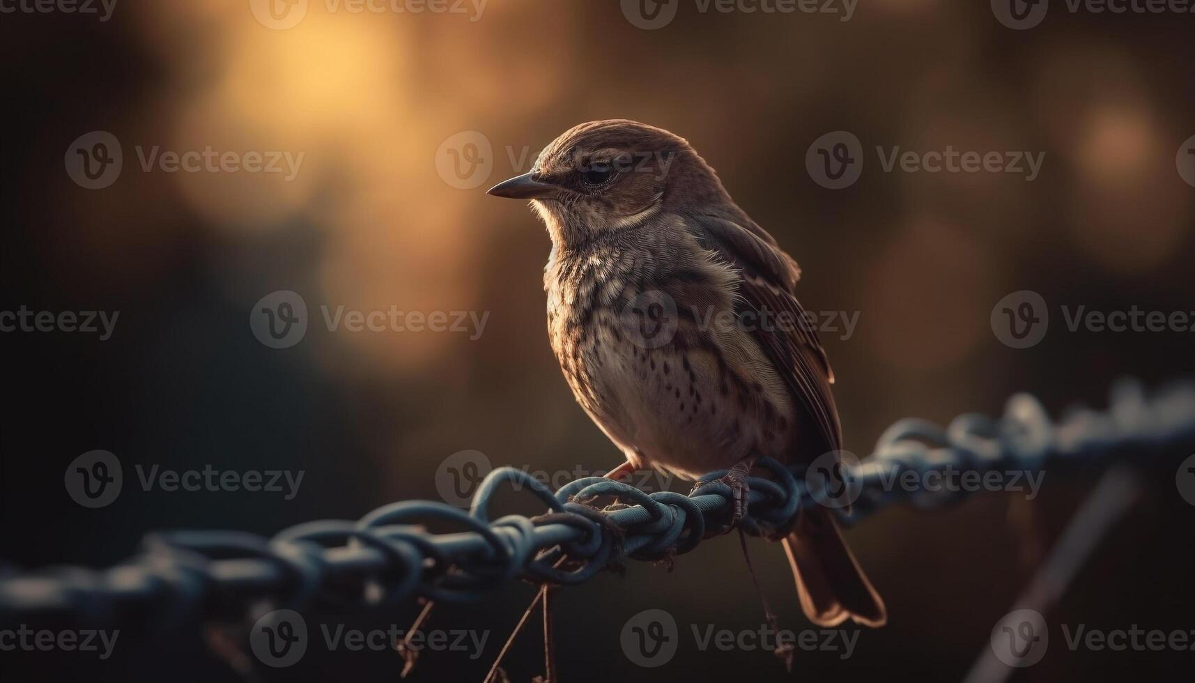 Sparrow perching on branch, close up, yellow beak generated by AI photo