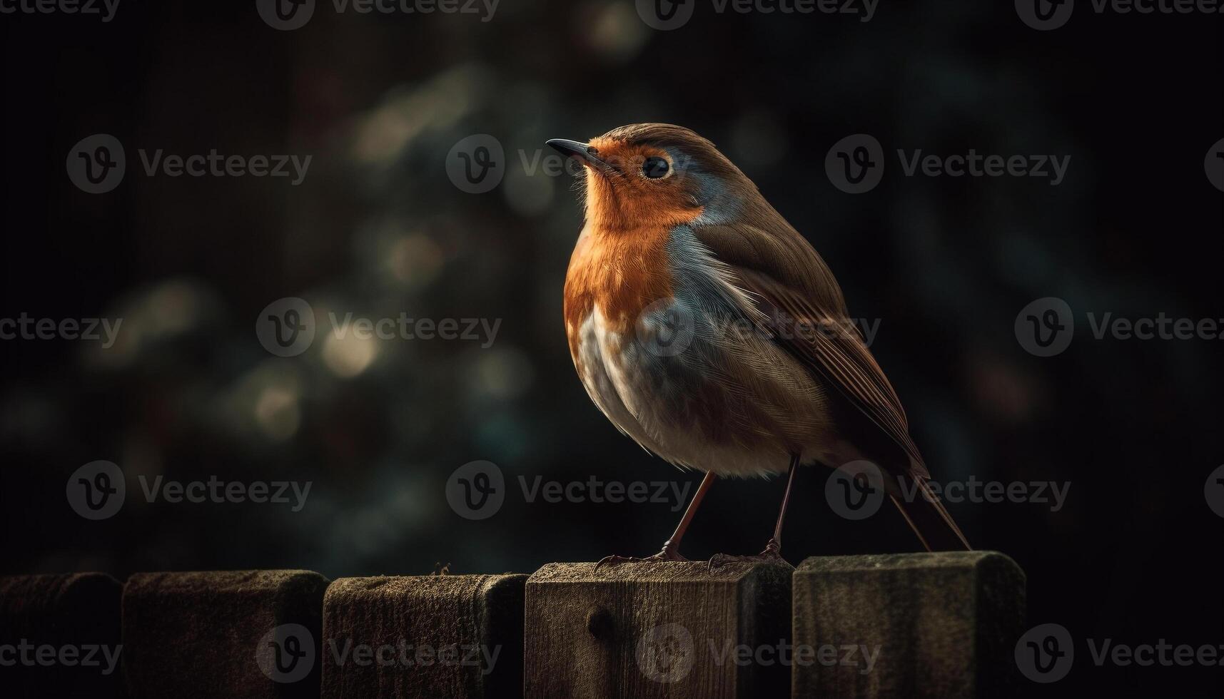 Small bird perching on branch, singing sweetly generated by AI photo