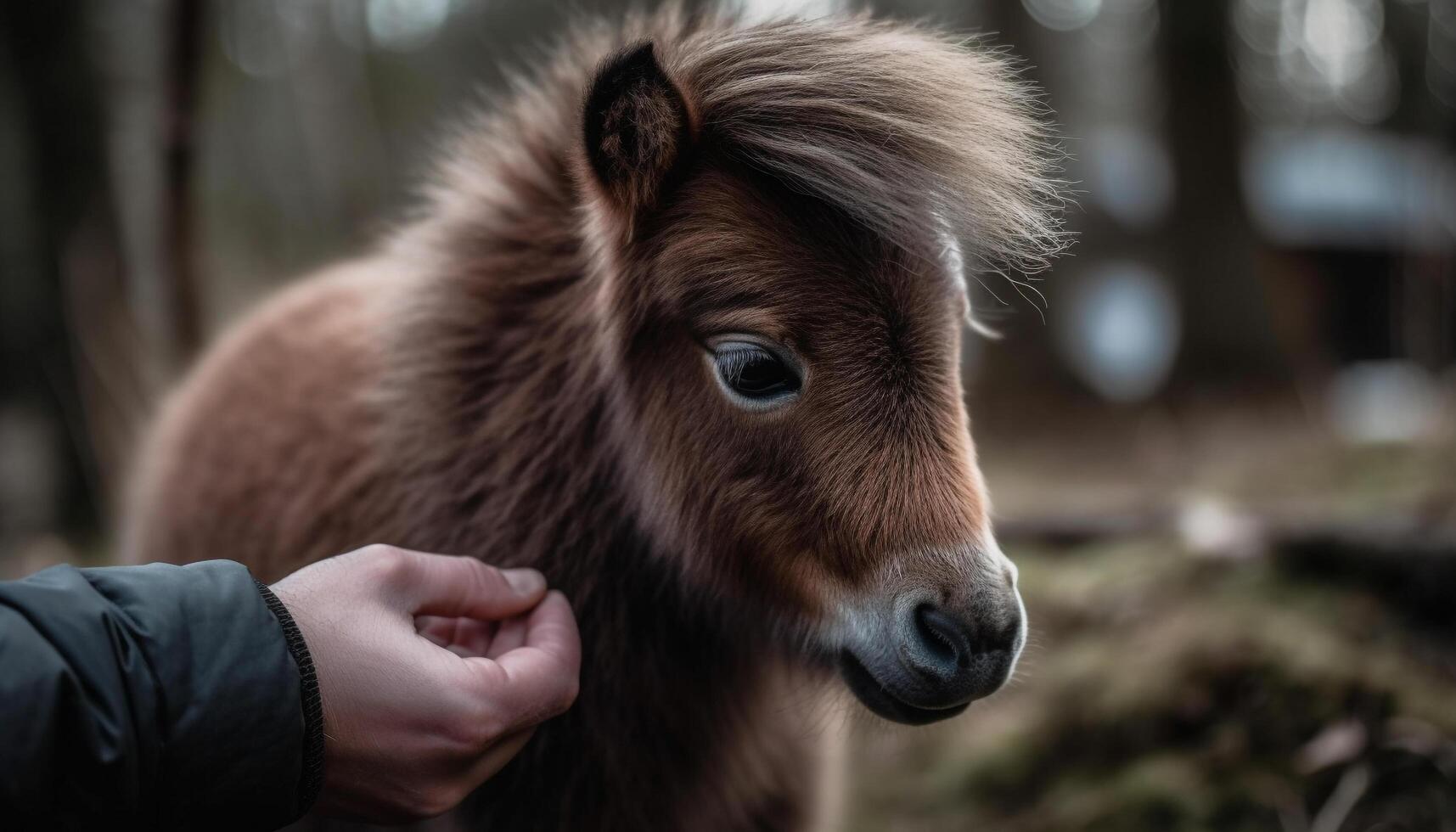 Cute foal grazing in green meadow generated by AI photo