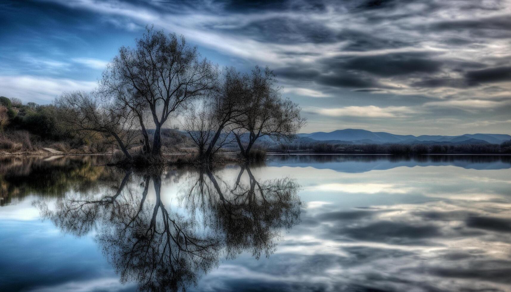 silueta de árbol, cielo belleza a amanecer generado por ai foto