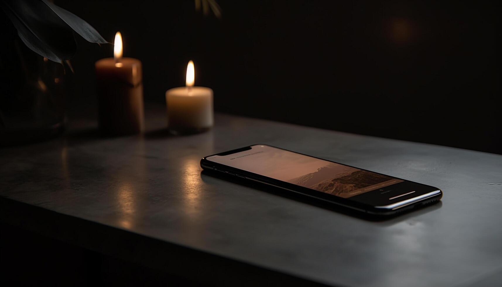 Modern technology illuminates dark room for relaxation generated by AI photo