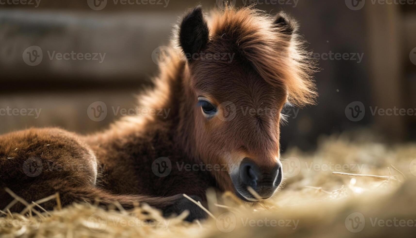 linda joven caballo pasto en rural prado generado por ai foto