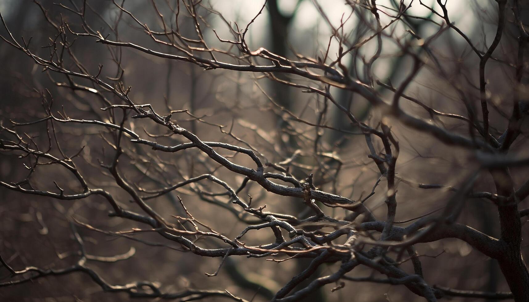 Winter branch with frost on a leaf generated by AI photo