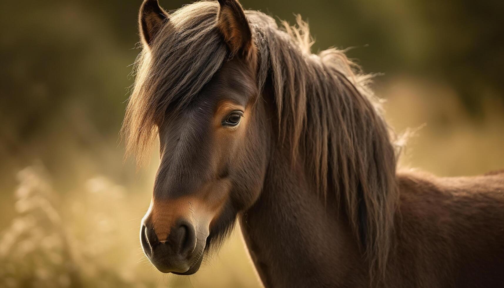 Sunset beauty in nature horse family grazing generated by AI photo