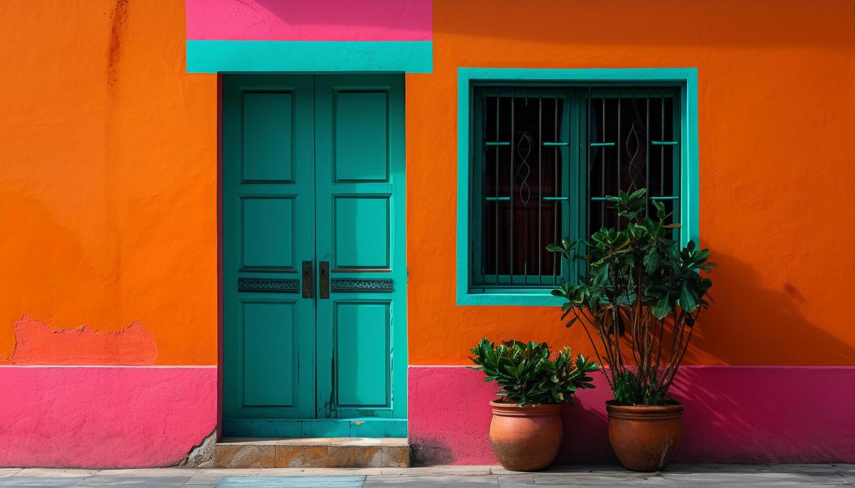 multi de colores persianas adornar antiguo pasado de moda edificio fachada generado por ai foto