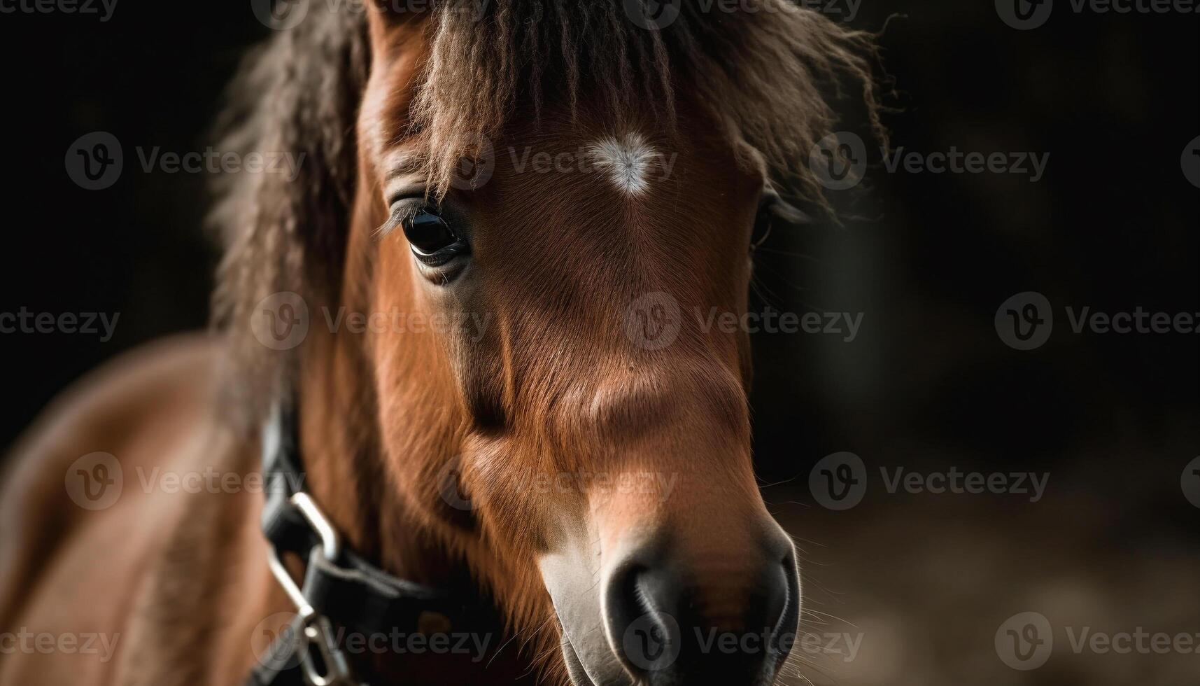 Thoroughbred stallion grazing in rural meadow beauty generated by AI photo