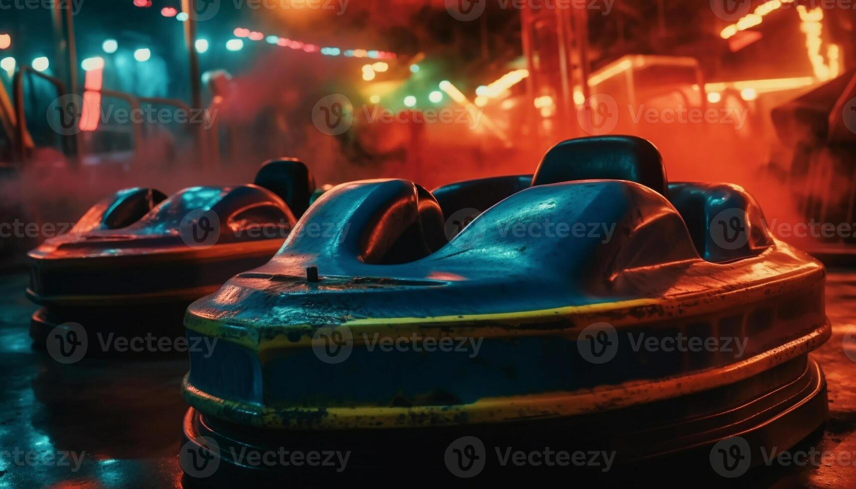 Bright cars speed through illuminated city nightlife generated by AI photo