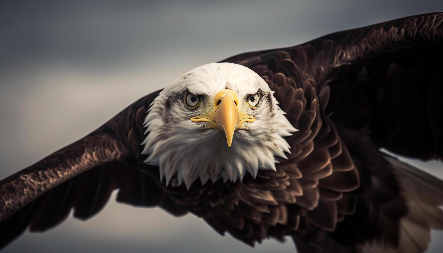 Majestic bald eagle spreads wings, screaming freedom generated by AI photo