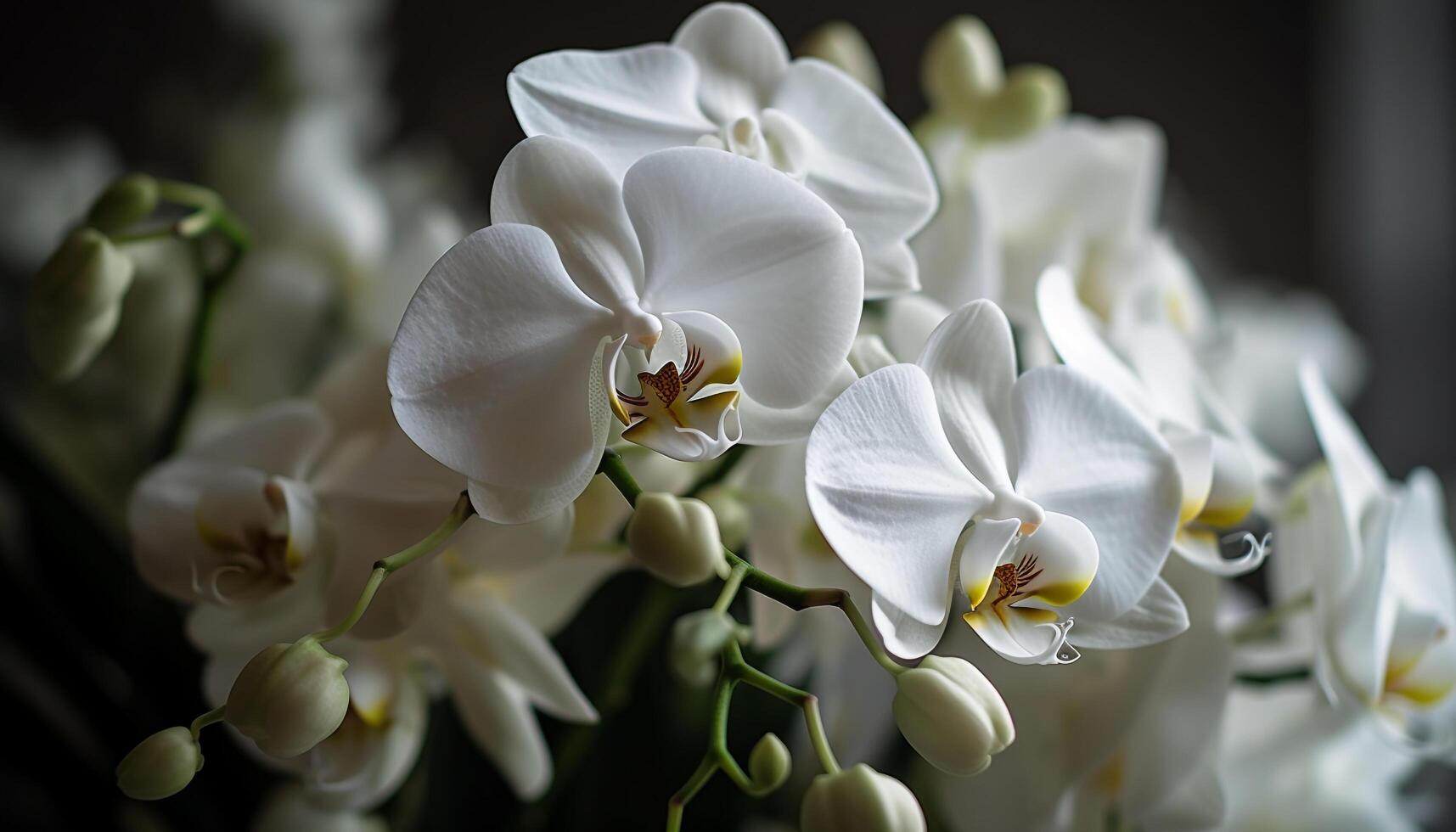 Fresh orchid blossom, elegance in nature design generated by AI photo