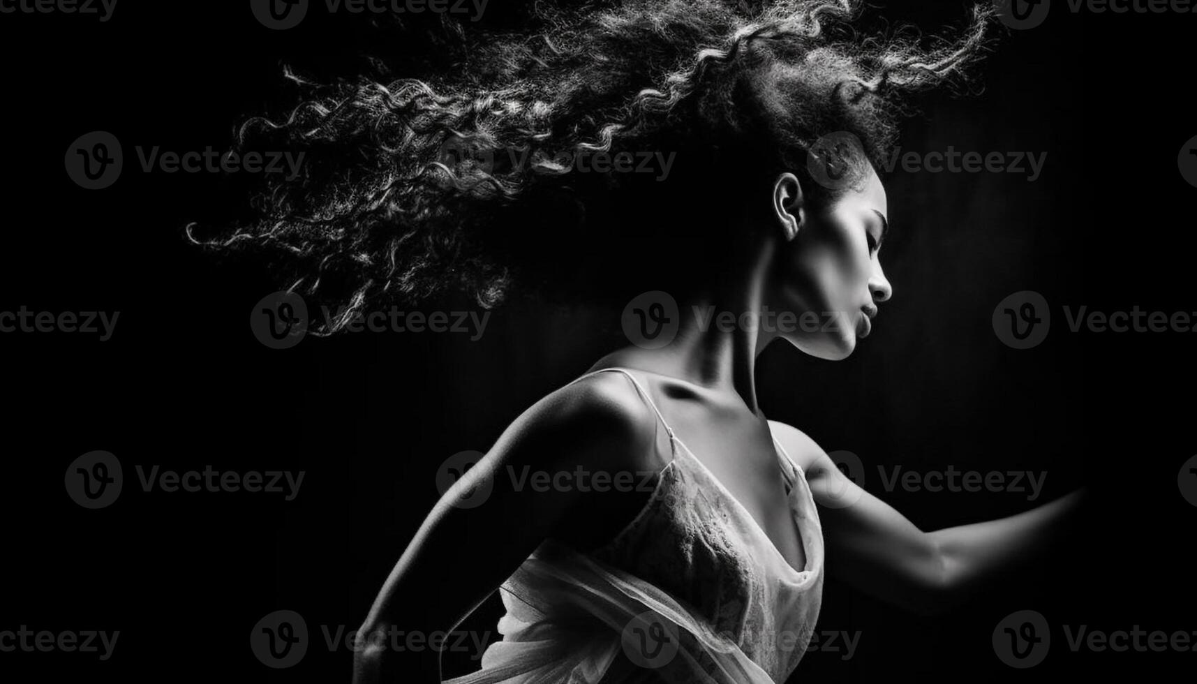 Graceful beauty in monochrome, dancing with elegance generated by AI photo