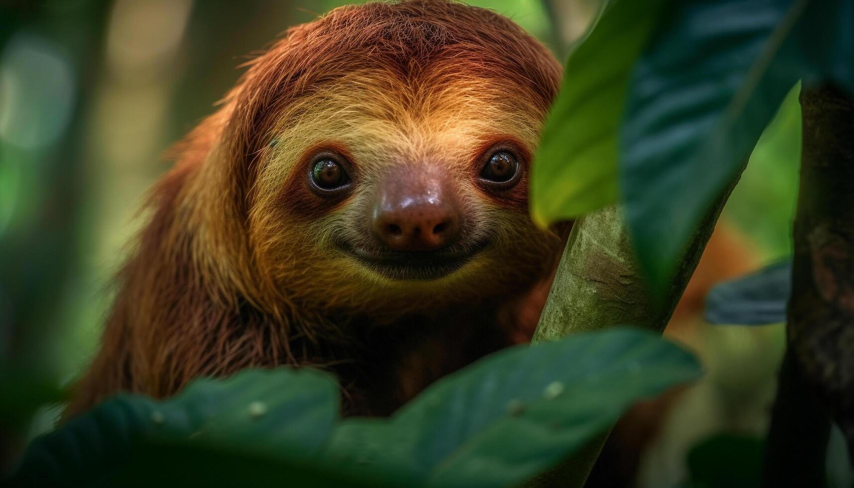 linda lémures sentado en árbol rama al aire libre generado por ai foto