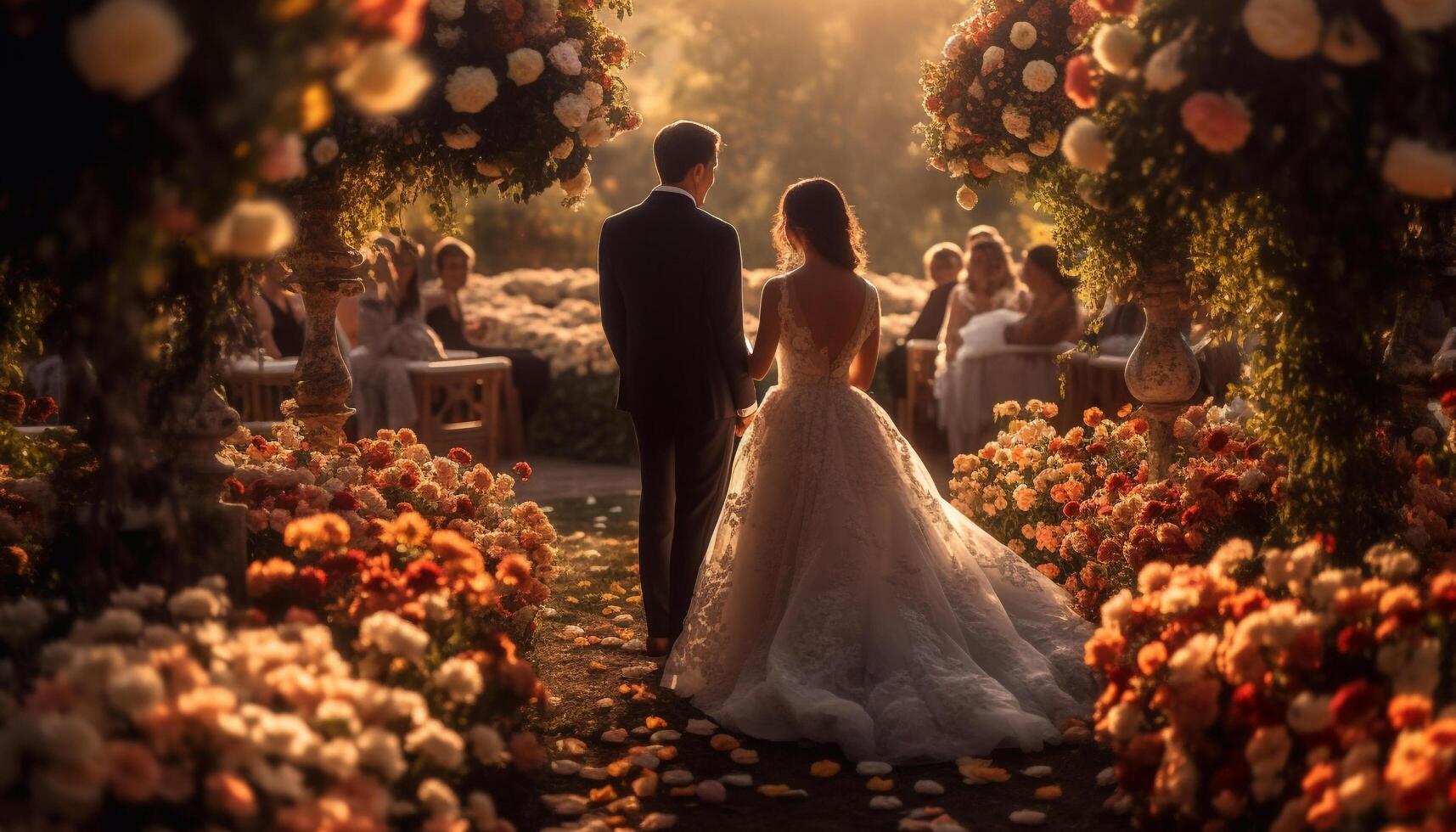 un alegre celebracion de amor y matrimonio generado por ai foto