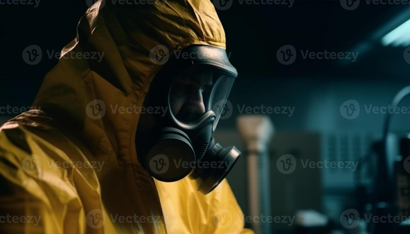 Protective workwear and mask protect from pollution generated by AI photo