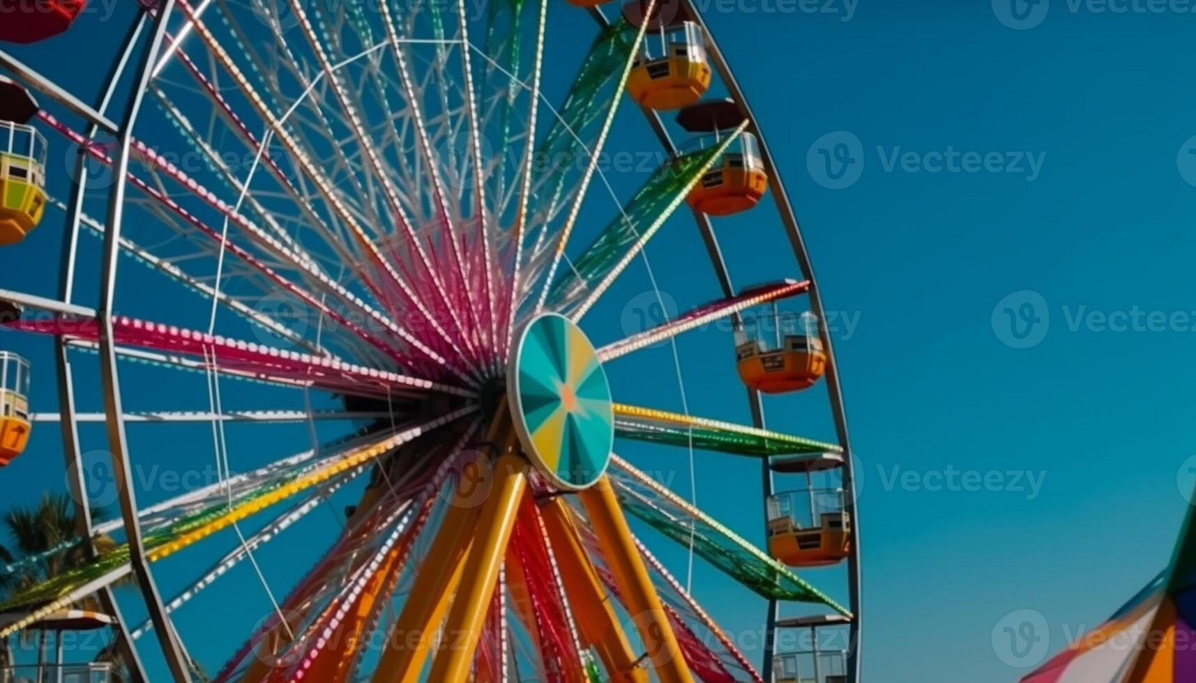 Spinning wheel of joy at carnival night generated by AI photo