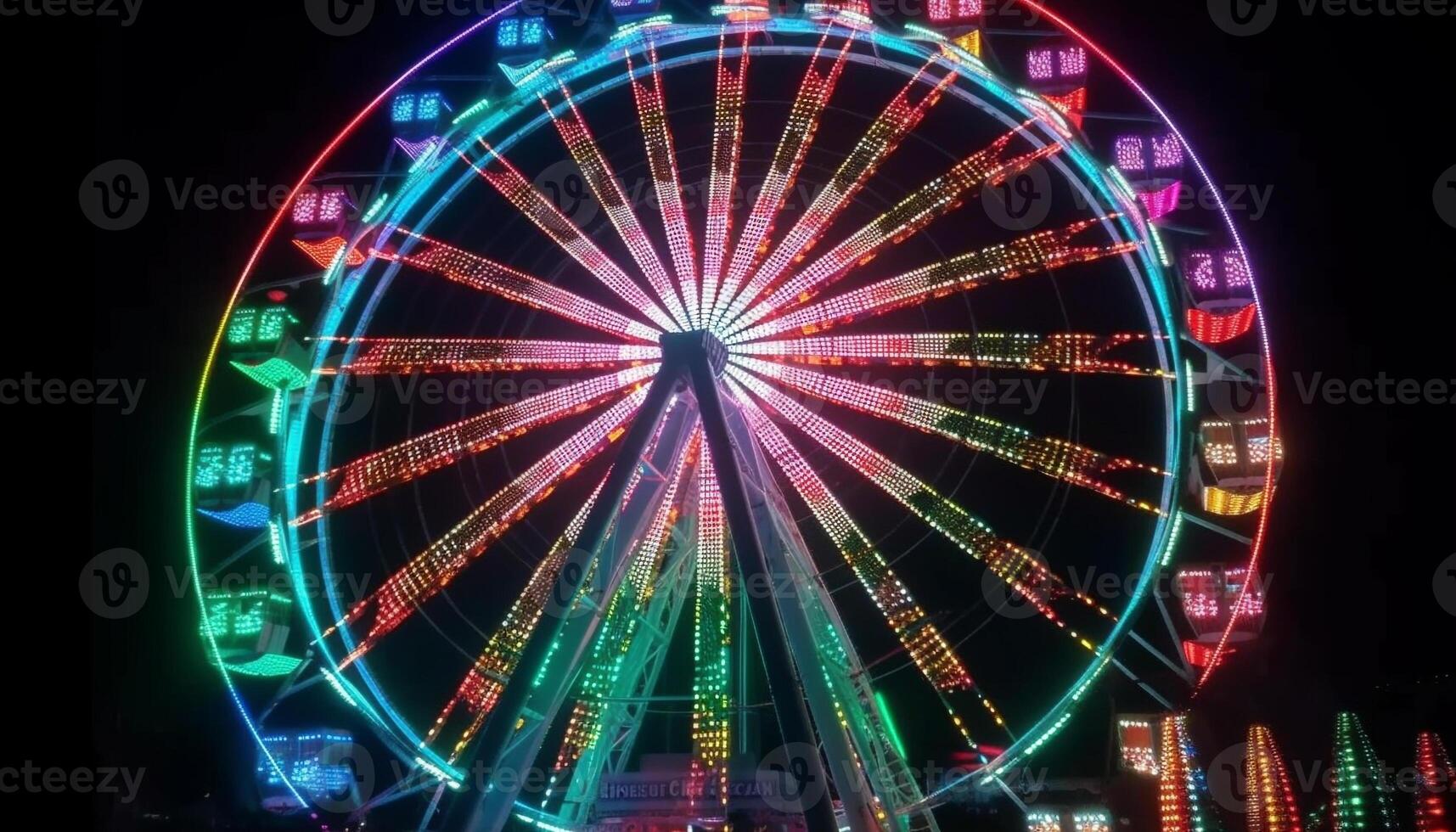 Spinning wheel of joy, carnival vibrant nightlife generated by AI photo