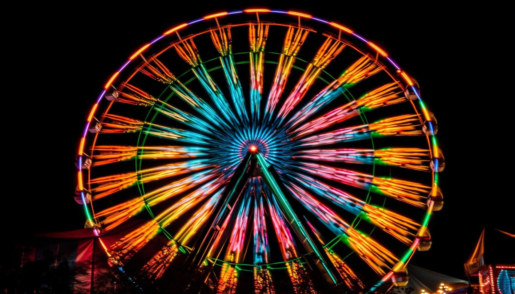 Spinning wheel of joy, vibrant colors ignite generated by AI photo