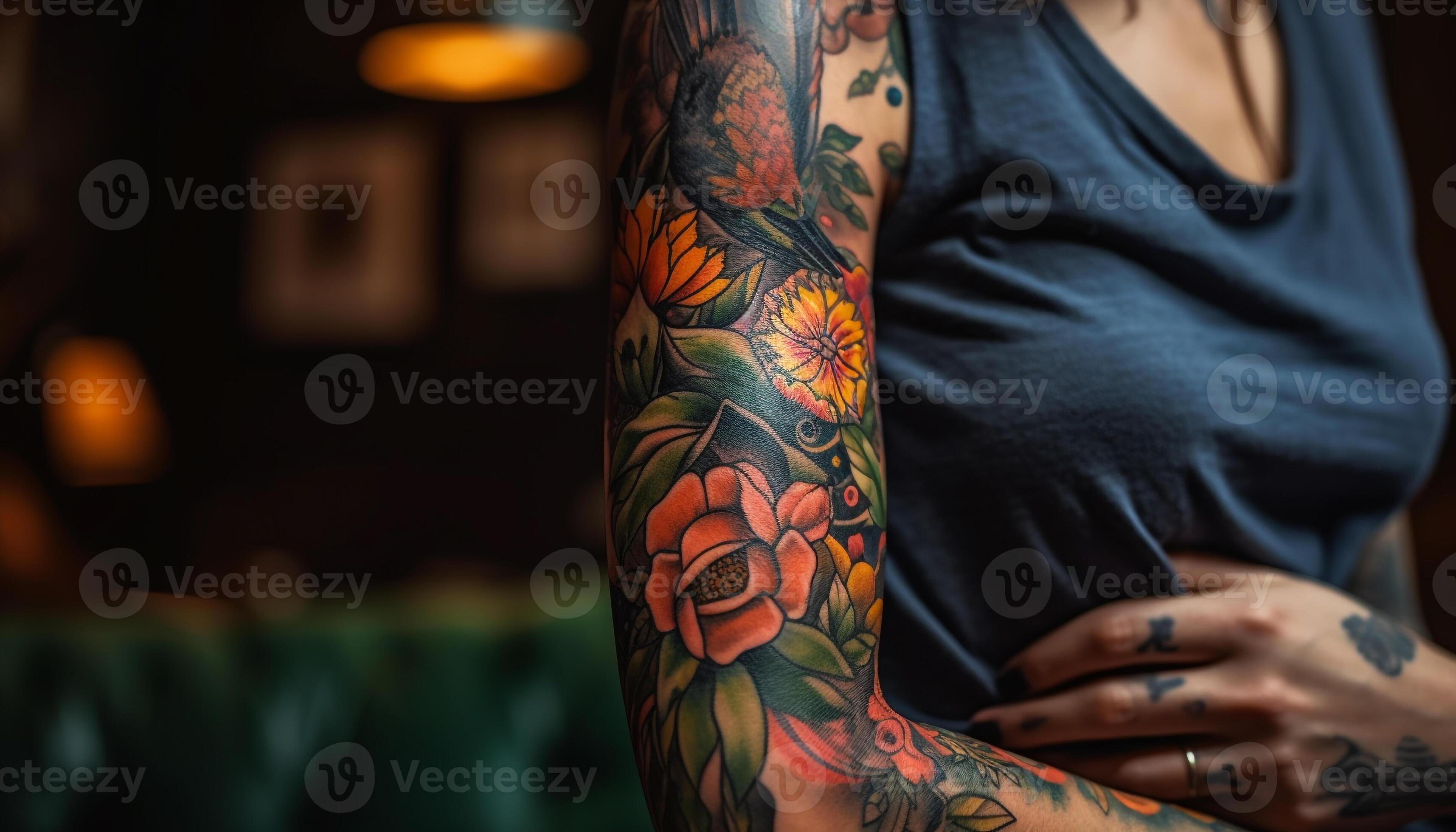 uno joven mujer participación alheña tatuaje tinta generado por ai 24576028 Foto de stock en Vecteezy