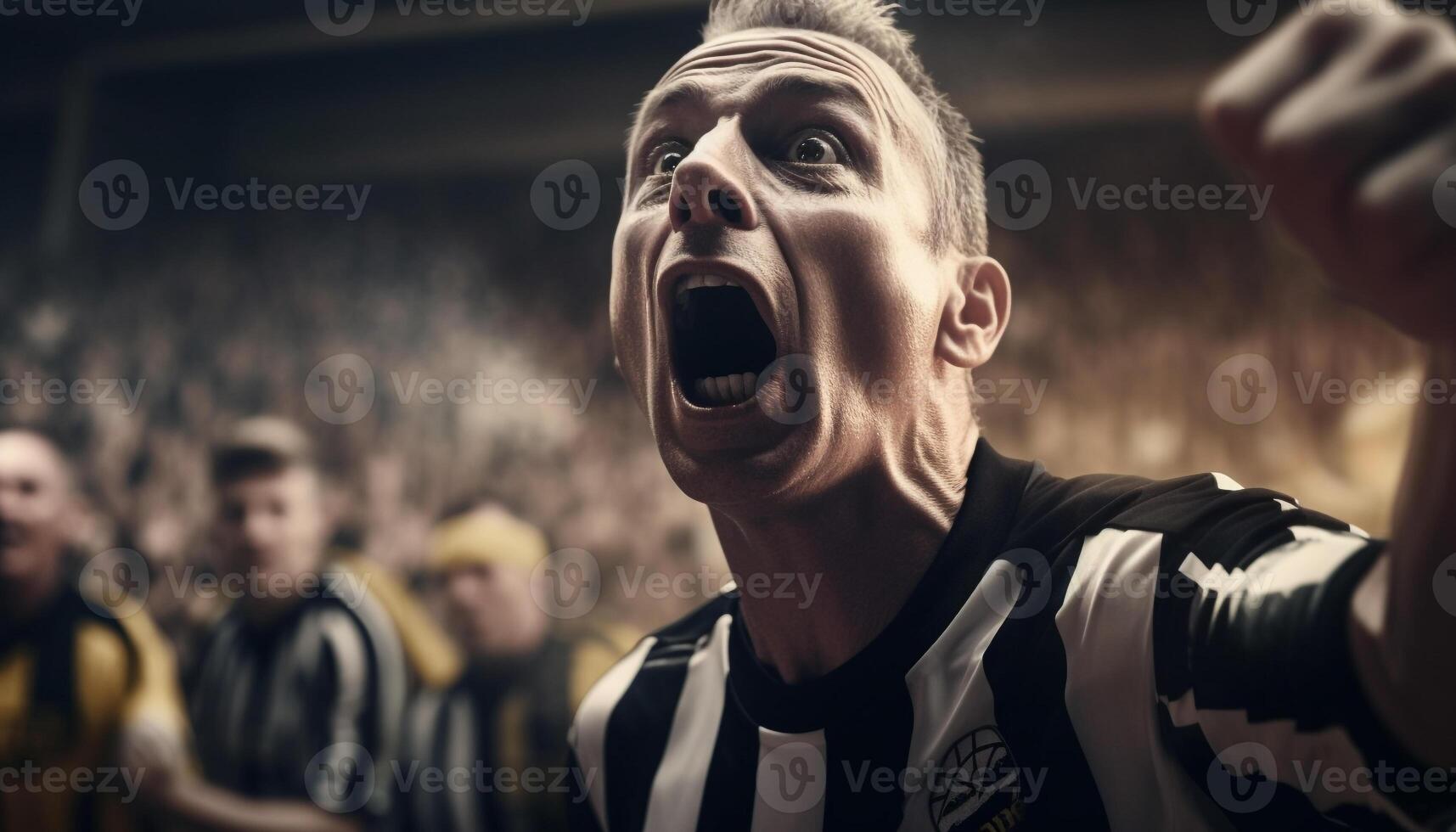 Young adult athlete screaming with excitement outdoors generated by AI photo