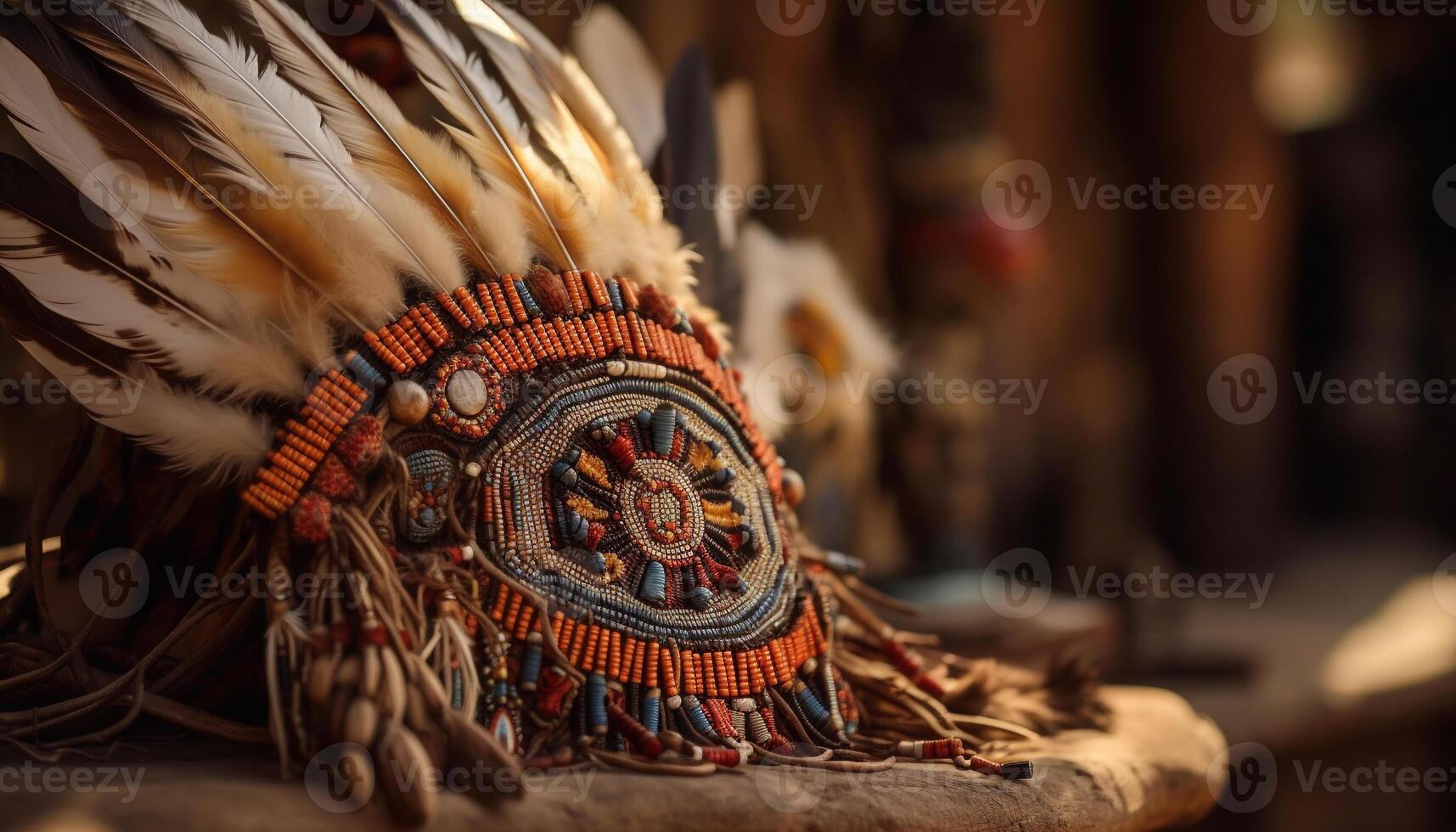 Vibrant colors and patterns adorn indigenous culture generated by AI photo