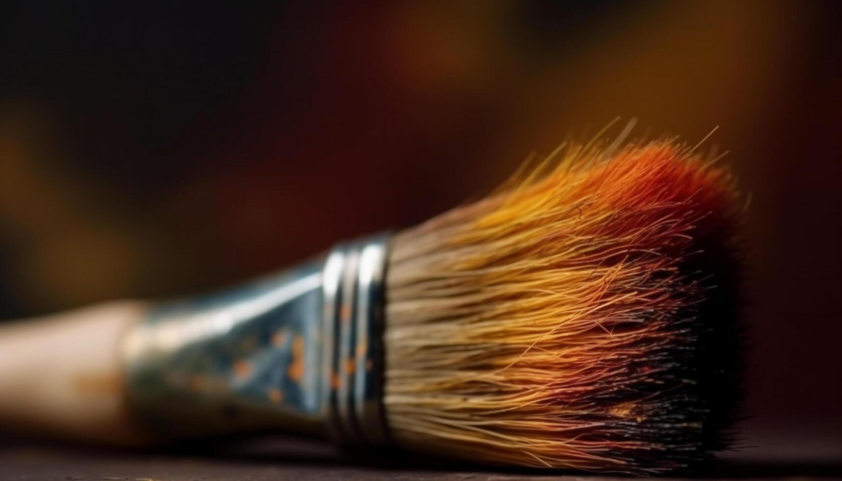 Colorful bristles on paintbrush create artistic beauty generated by AI photo