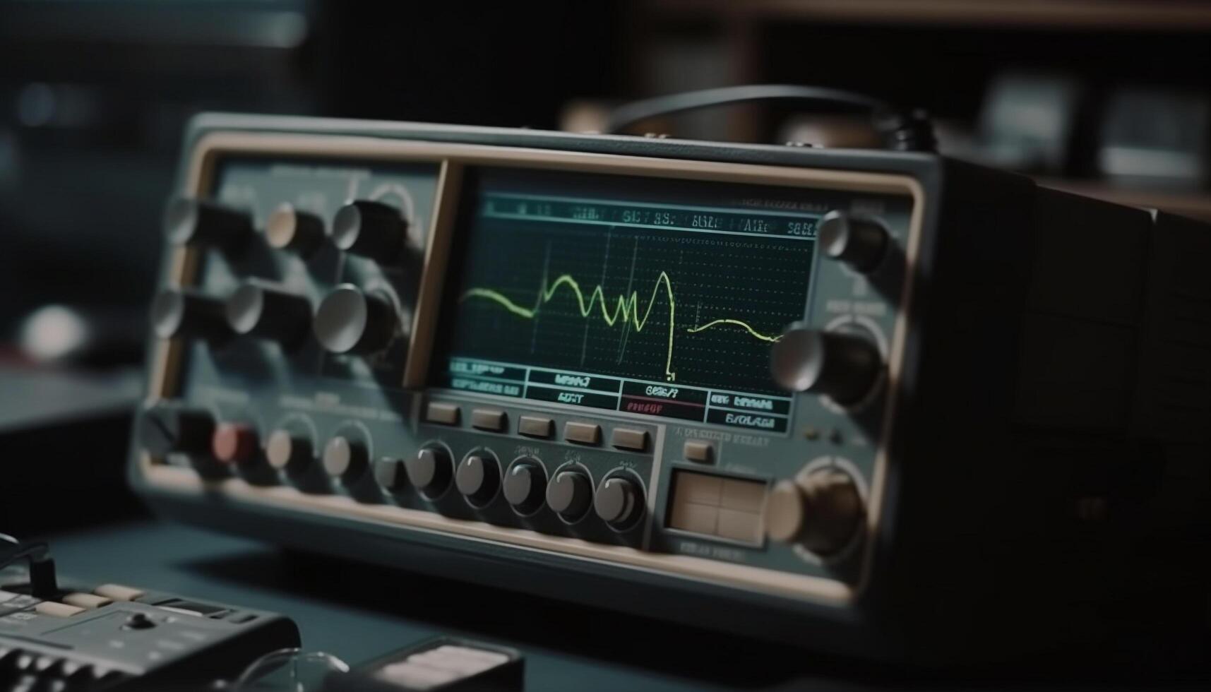 Healthcare equipment measures patient heart frequency indoors generated by AI photo