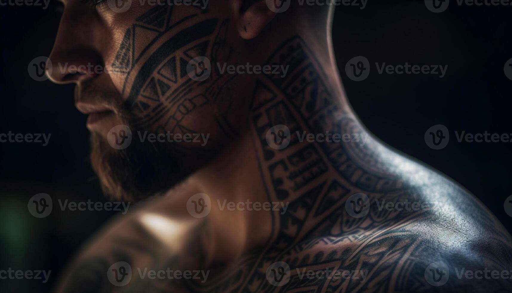 Adorned men showcase creativity with body ink generated by AI photo