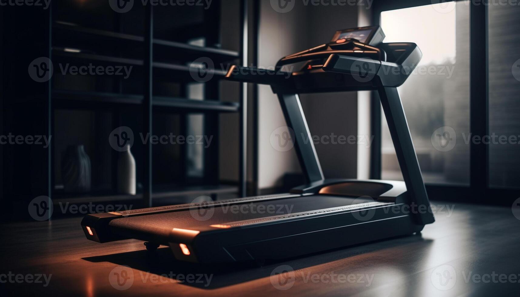 Healthy lifestyle with modern gym equipment indoors generated by AI photo