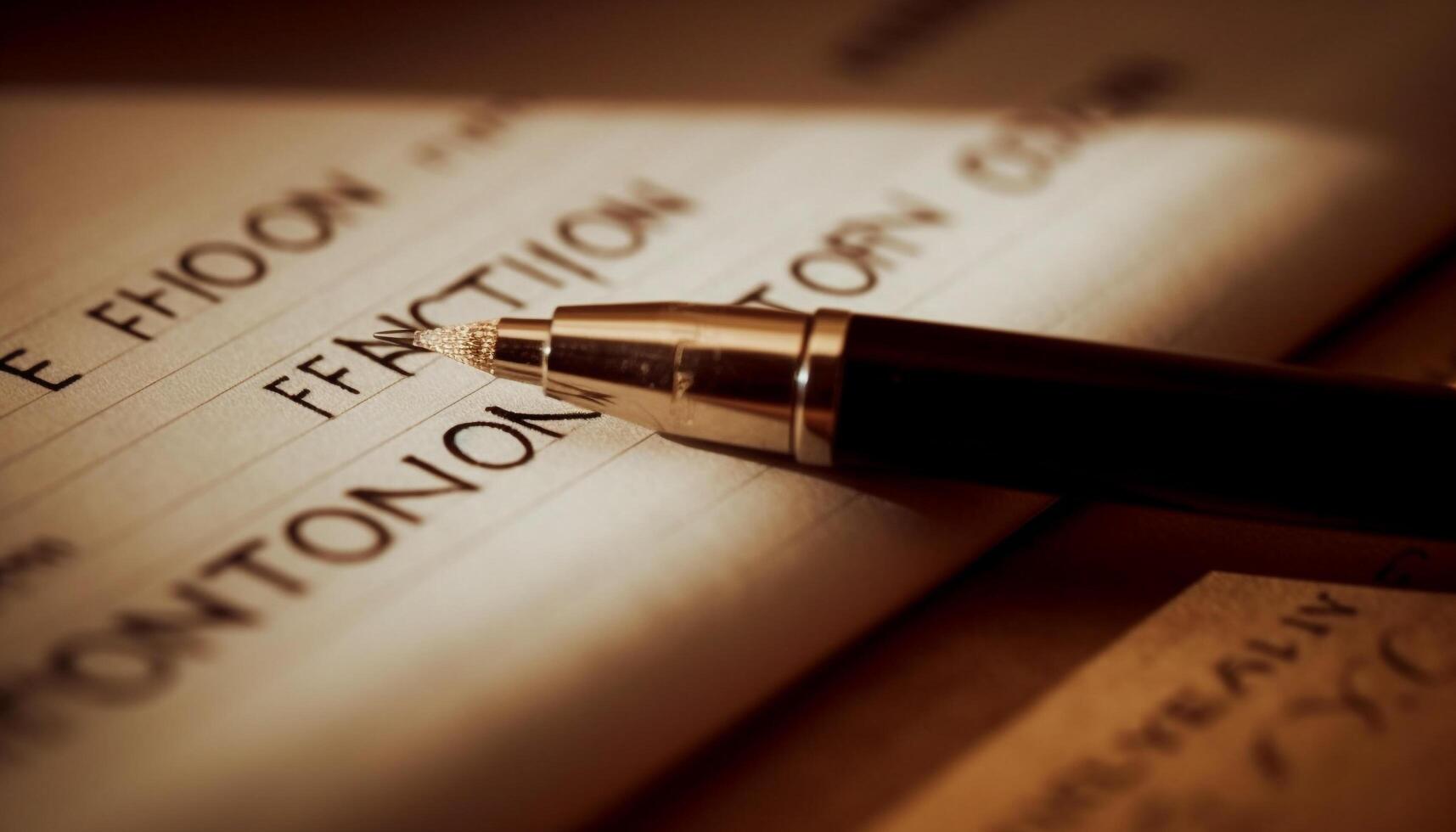 Handwritten contract on antique paper signifies wealth generated by AI photo