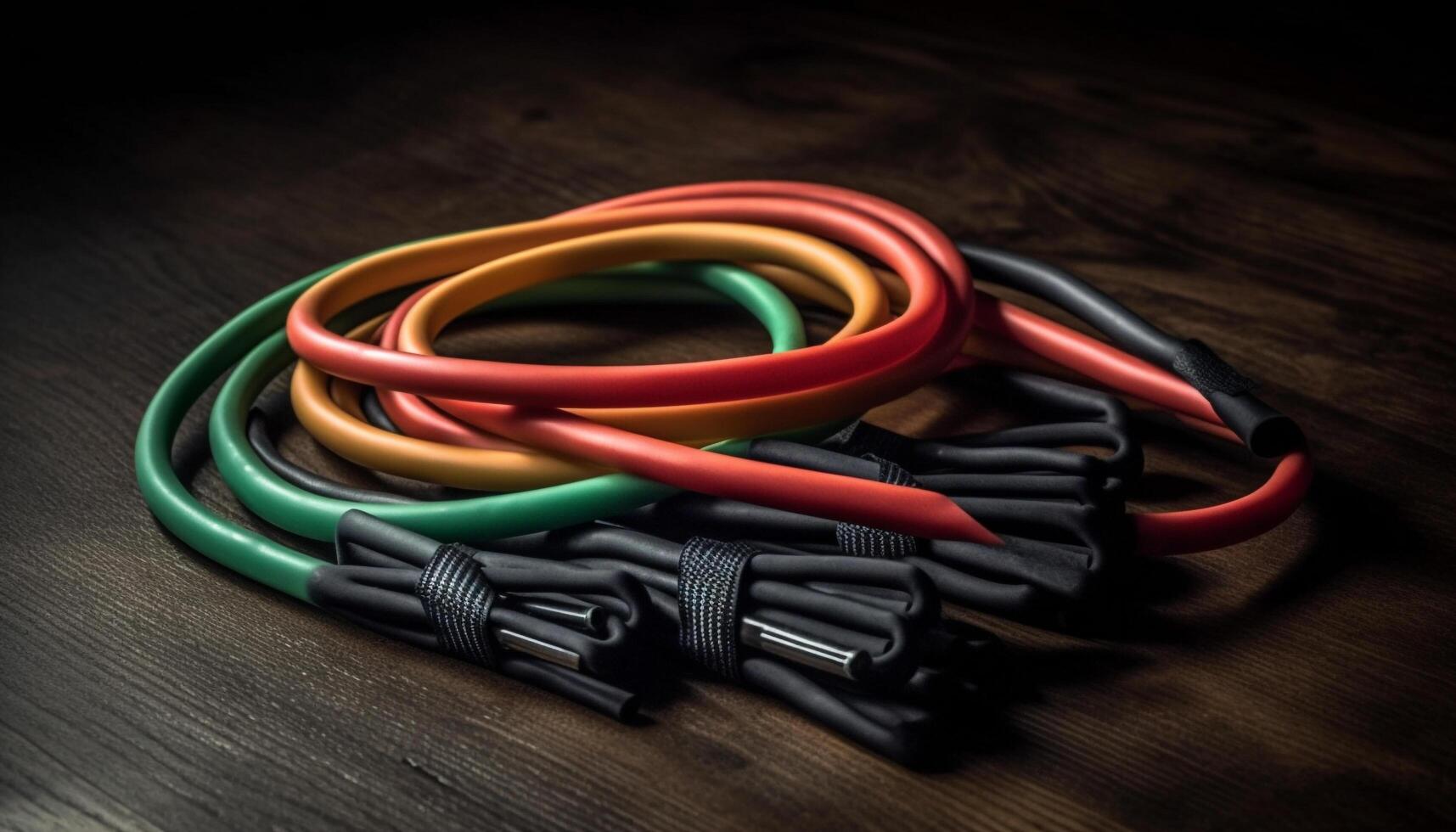 Abstract technology bundle connects power supply to equipment generated by AI photo