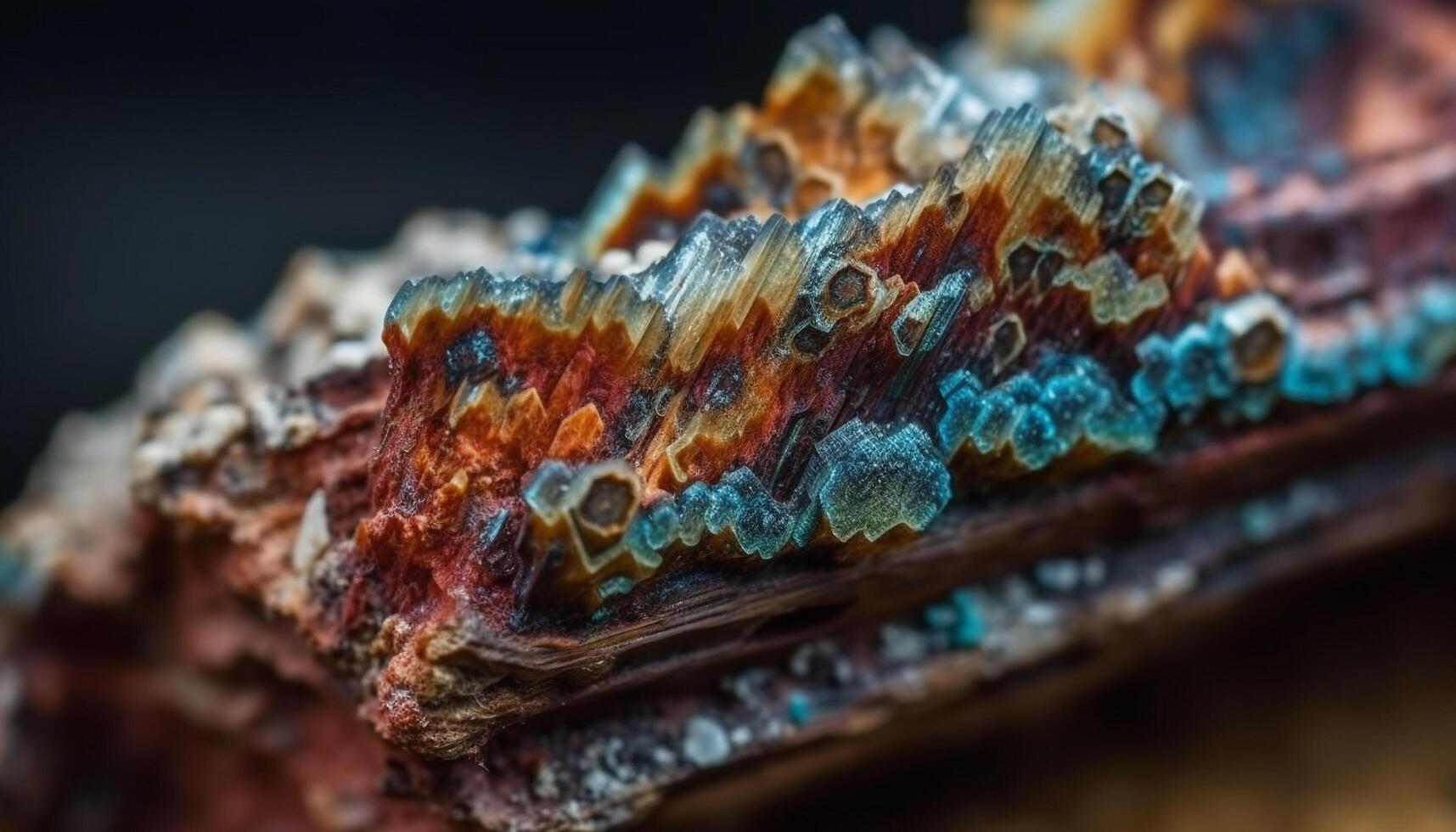 Multi colored agate pattern shines in close up generated by AI photo