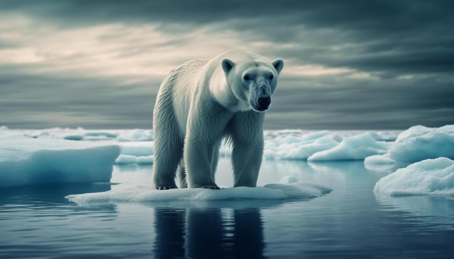 Majestic arctic mammal standing on frozen ice floe generated by AI photo