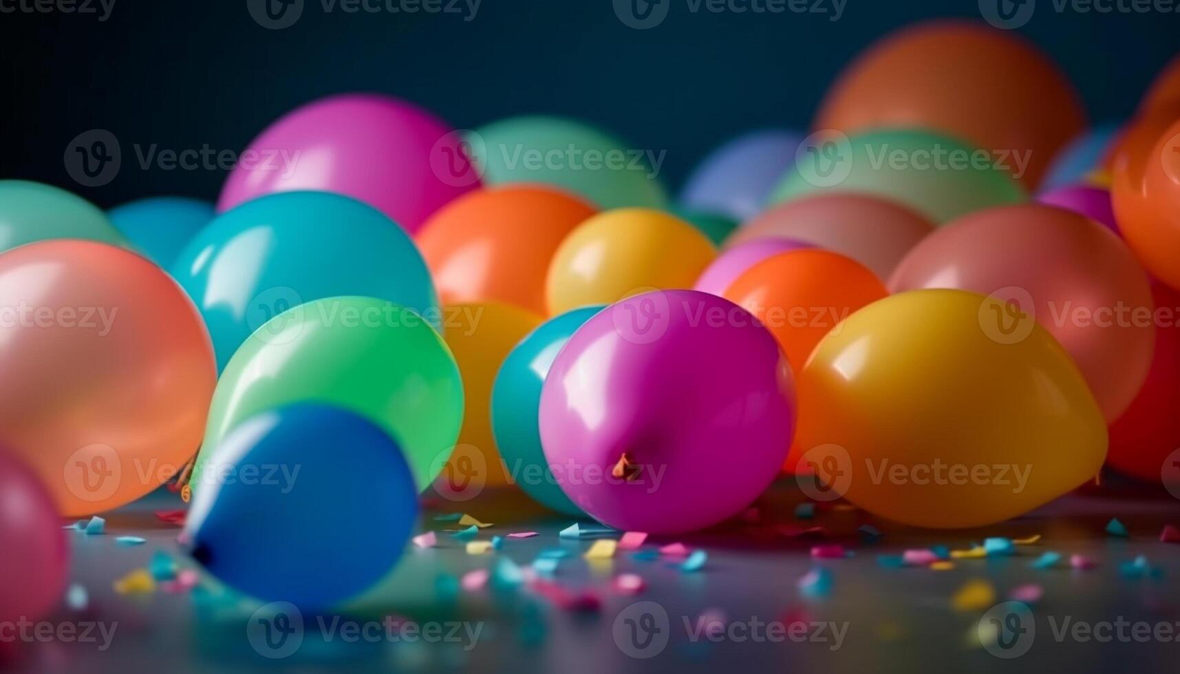 Vibrant colors of balloons create a cheerful decoration for celebration generated by AI photo