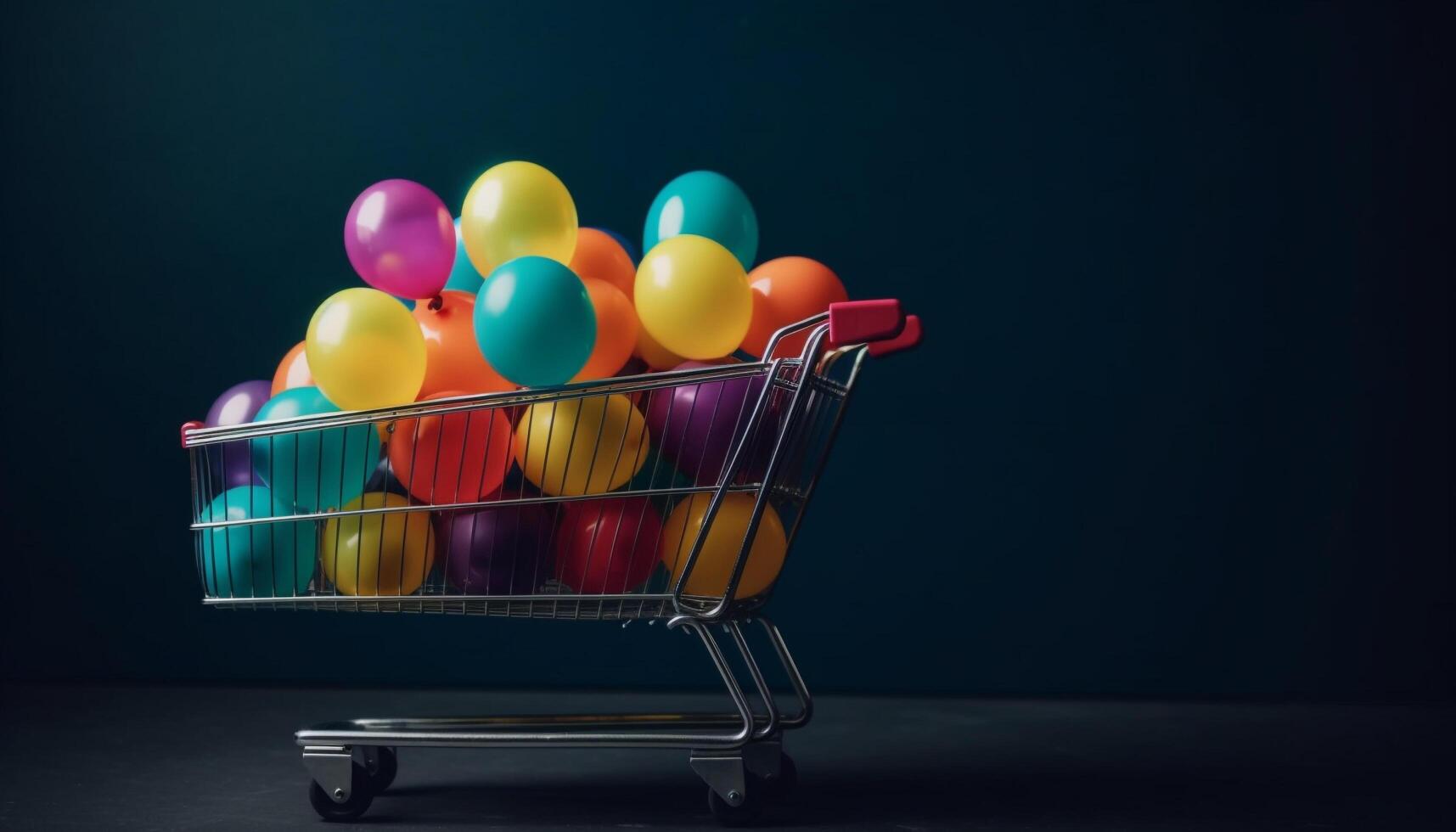 Vibrant multi colored balloons levitate in celebration of a birthday party generated by AI photo