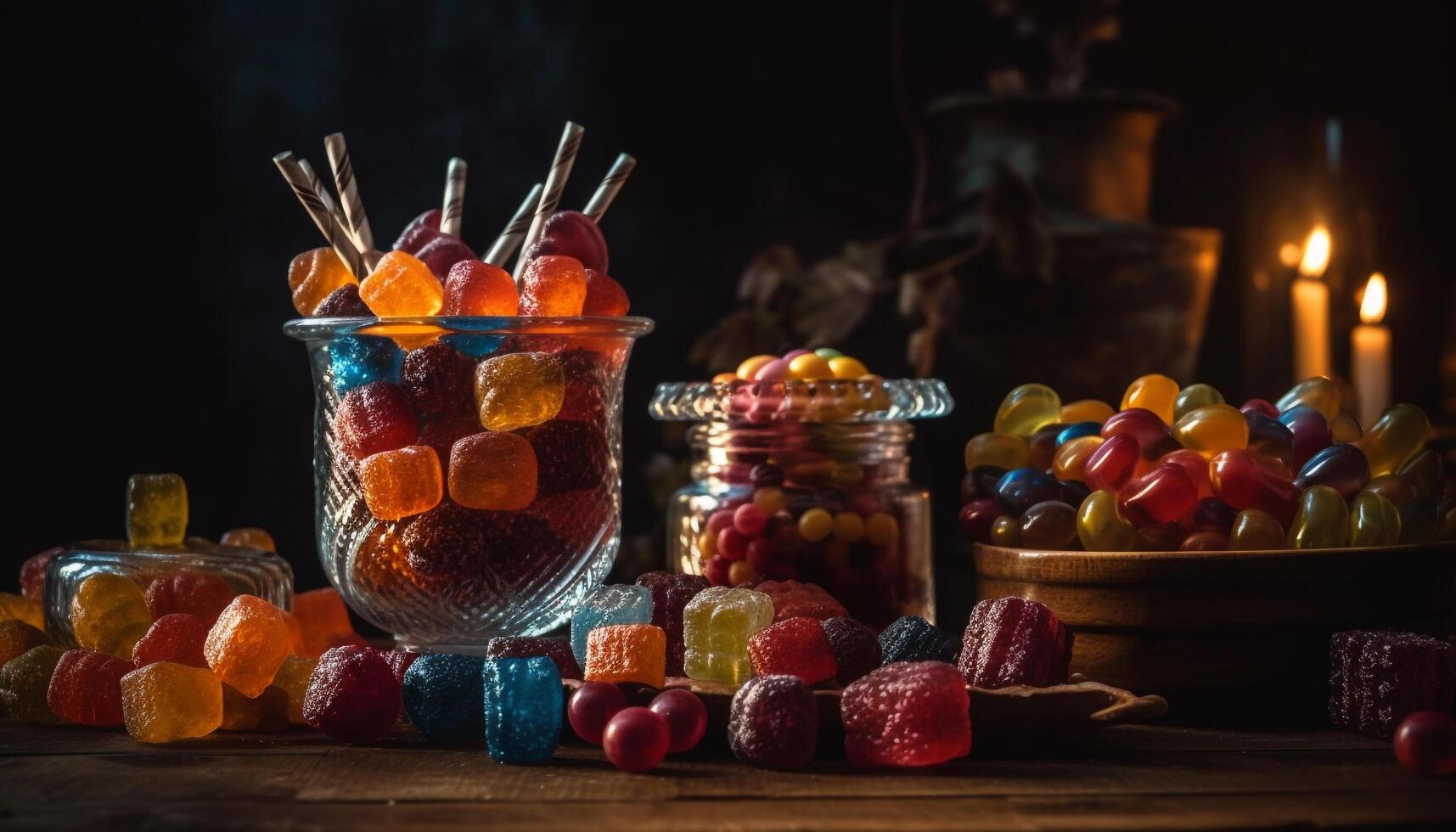 Variety of sweet treats in rustic wooden basket for indulgence generated by AI photo