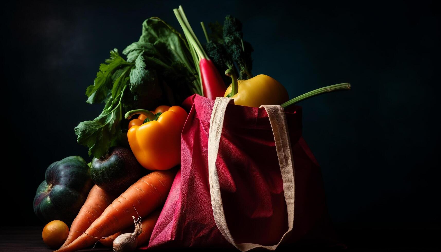 Healthy groceries fresh vegetables and fruits for a vegetarian diet generated by AI photo