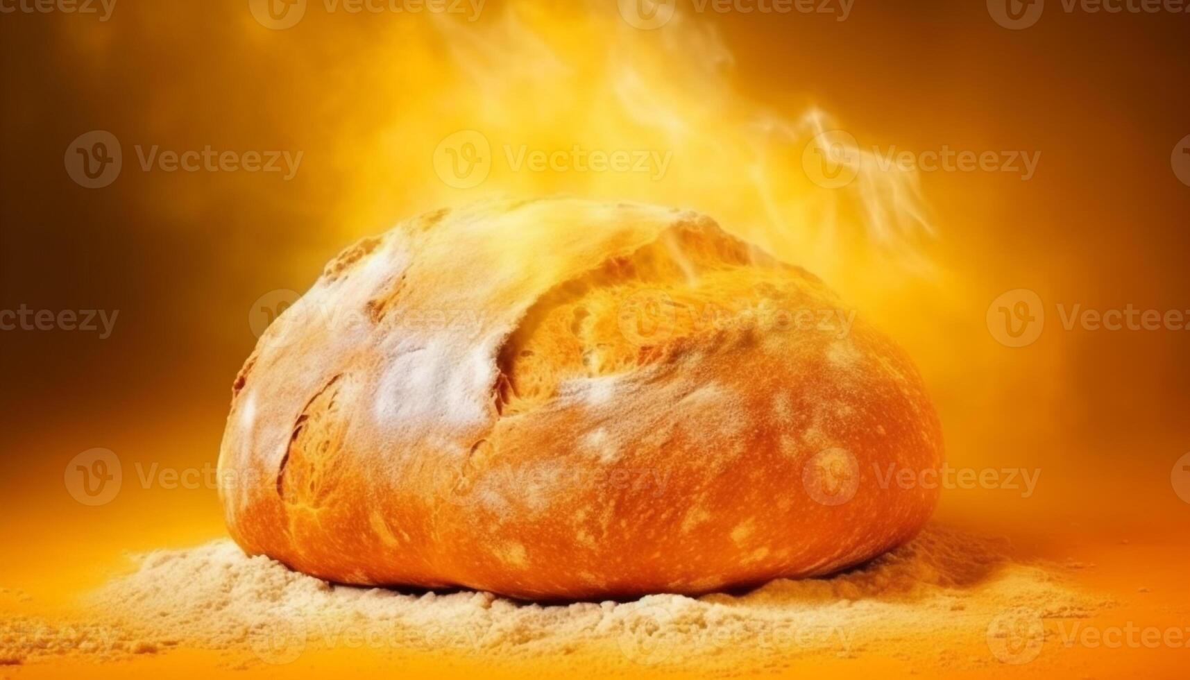 Freshly baked gourmet bread , healthy snack generated by AI photo