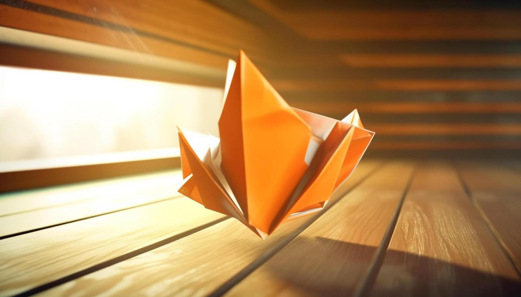 Origami sailboat journeys on paper seas with creative imagination generated by AI photo