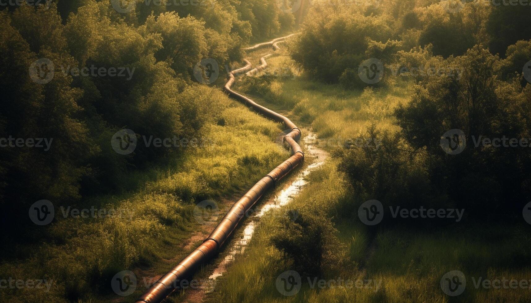 Journey through the wilderness, a tranquil adventure in nature beauty generated by AI photo