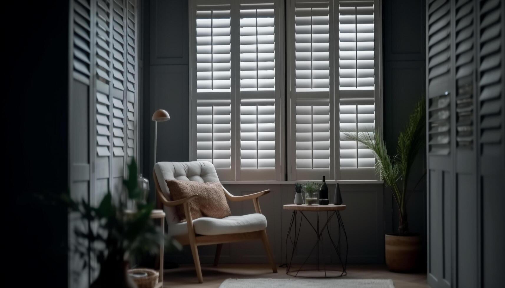 Modern office space with bright nature patterns and elegant decor generated by AI photo