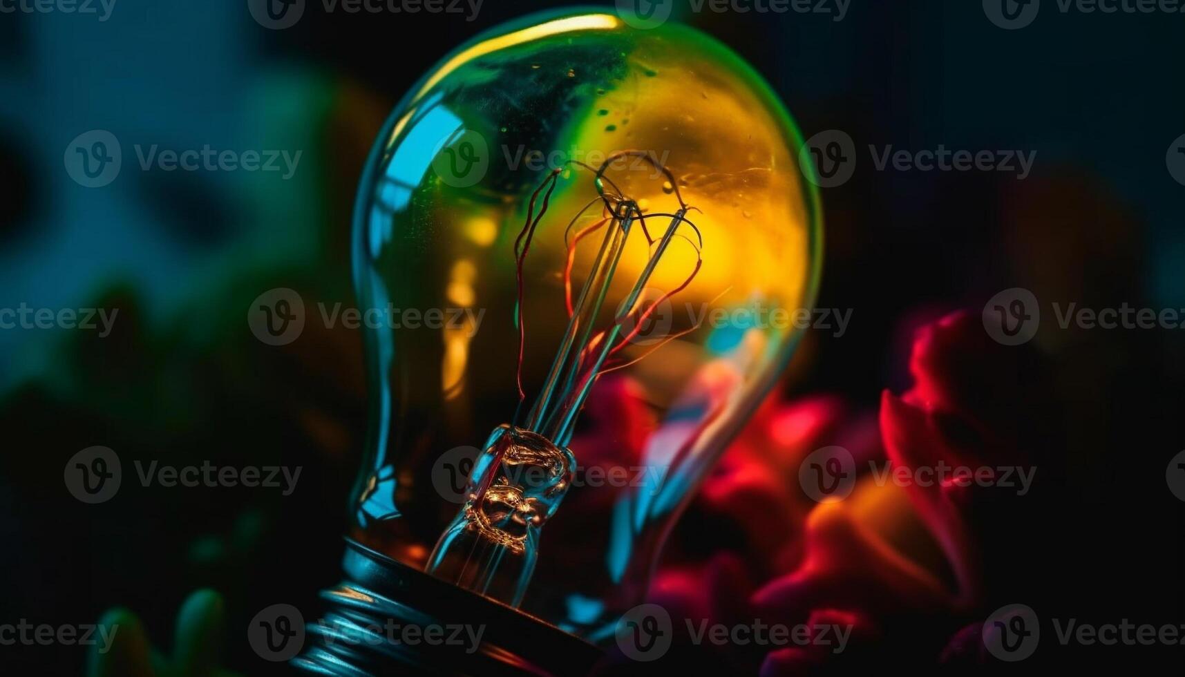 Bright blue light bulb igniting ideas for successful solutions generated by AI photo