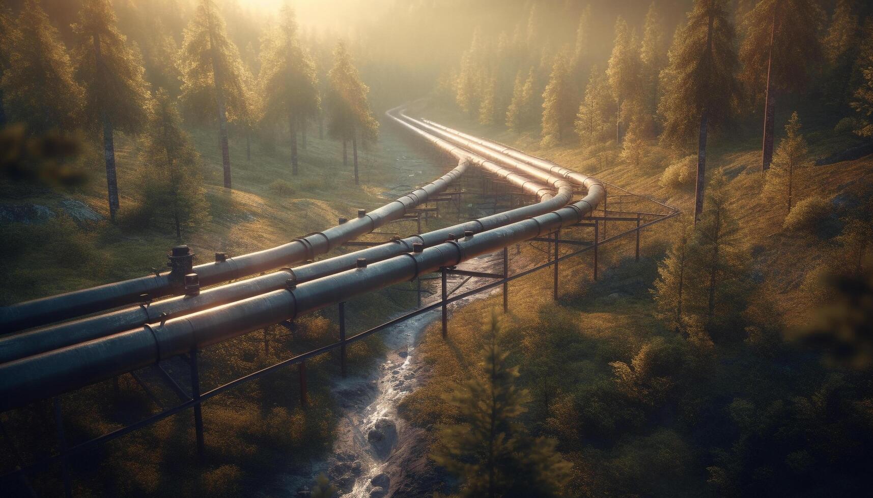 conducción en múltiple carril autopista mediante otoño bosque paisaje generado por ai foto